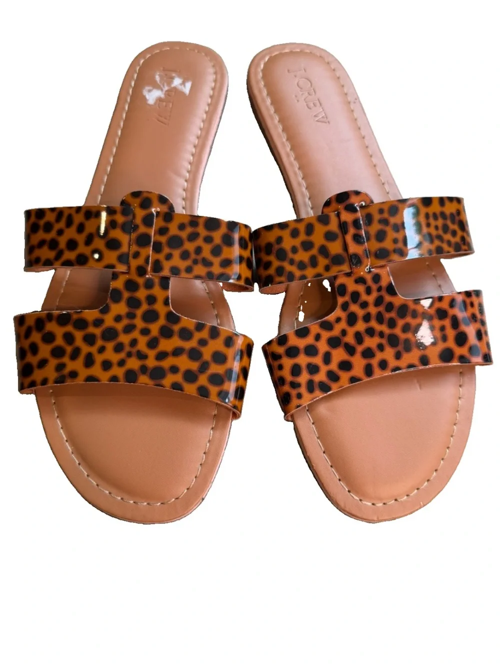 J. Crew Factory Tortoise PU beachside slide sandals Flats size 8 S4